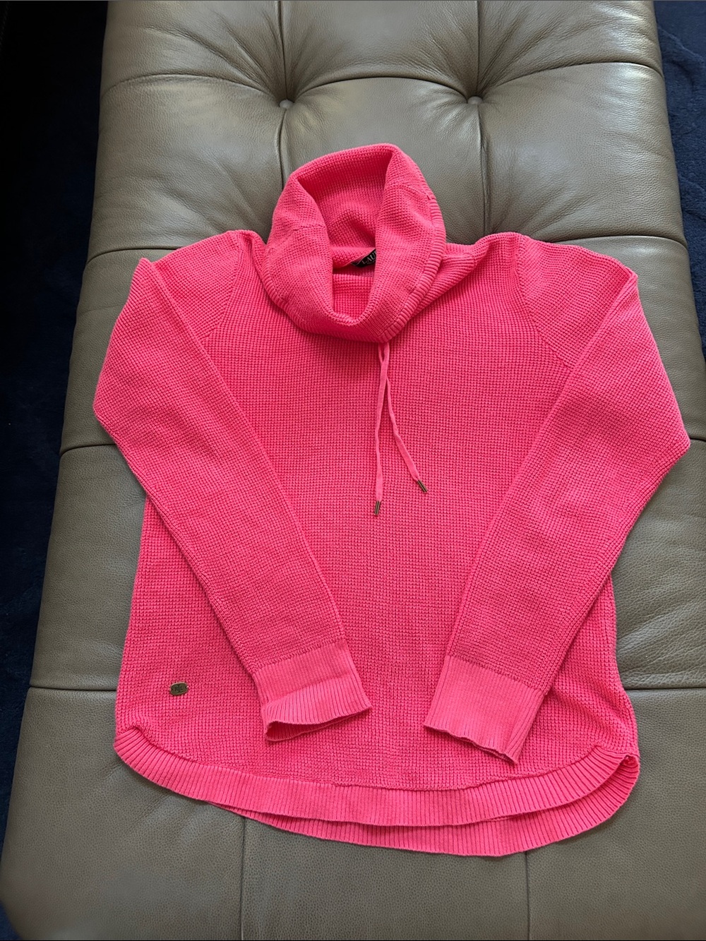 Ralph Lauren Coral Cowl Neck Drawstring Sweater